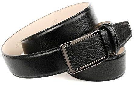 Anthoni Crown Herren Ledergürtel Gürtel, Schwarz, 90