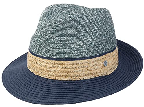 Bugatti Straw-Mix Bogart Hat Summer Sun (L (58-59 cm) - Blue)