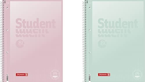BRUNNEN Collegeblock Premium Student „Pastell“ | A4, Lineatur 28, 80 Blatt, pastellrosa/pastellmint