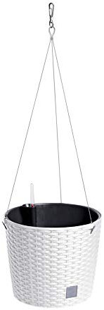 Runder Topf mit Haken 8,9 Litern in weißer Zeit in Weiß mit einem Eimer zu 25,6 x 25,6 x 21,9 cm