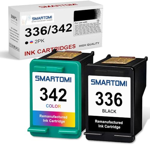 SMARTOMI 2er-Pack 336 342 Tintenpatronen remanufactured für HP 336 342 Tinte für die Nutzung mit Druckern der HP Deskjet 5420 5420v 5432 Officejet 6310 Photosmart 2570 2573 2575a PSC 1507 1510 1510s