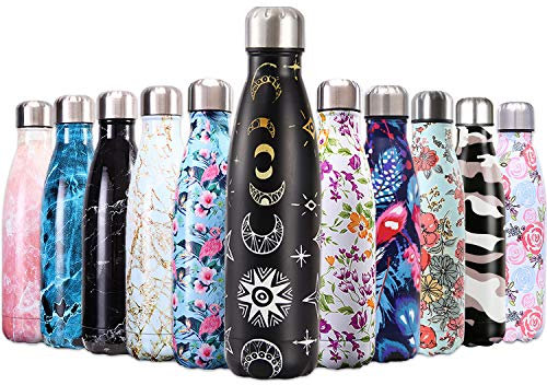 QXuan Bottiglie isolate d'acqua in Acciaio Inox a doppia parete 500ml senza BPA, per lo sport ufficio scuola viaggi all'aperto