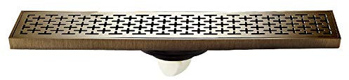 SHUGUANG Duschablauf Messing Antike Duschrinne mit Haarsieb 50cm Bodensiphon Duschablauf Gitter Bodenbefestigung Ablaufrinne für Badezimmer, Balkon, Küche,Style a
