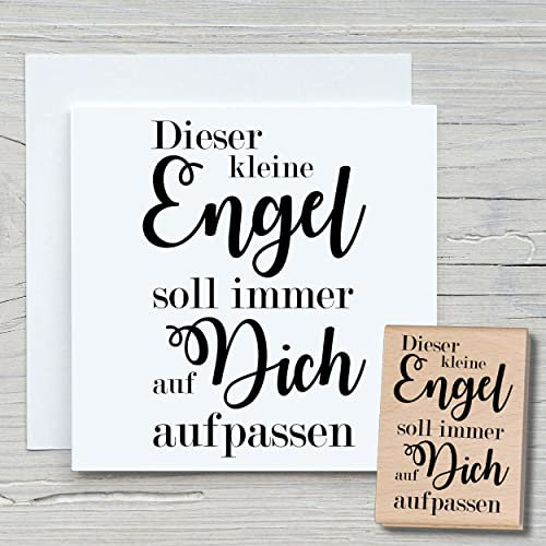 NEWSTAMPS Stempel Dieser kleine Engel Motivstempel groß aus Holz & Gummi zum Karten basteln, Holzstempel, Sprüche, Spruchstempel, Textstempel, Schrift, Scrapbook, Textilstempel, Deko