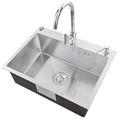 MHBGX Lavello da Cucina in Acciaio Inossidabile 304, 600 Mm X 450 M Di Profondità Lavabo da Incasso Sottotop in Argento 1 Vasca