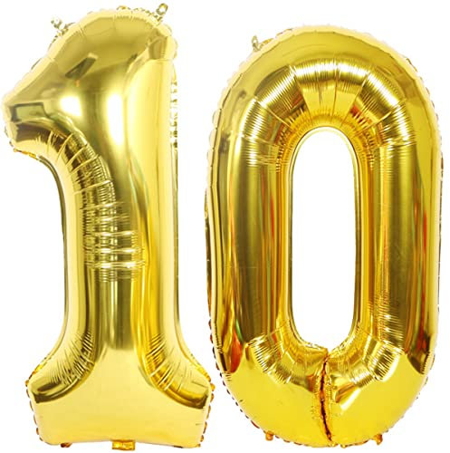 Helium Luftballons 10 gold Geburtstagsdeko 40 10 Geburtstag Party Dekoration Supplies,ballon 10 geburtstag,10 luftballon gold,folienballon 10 geburtstag mädchen Junge ballon 10 geburtstag deko(10)