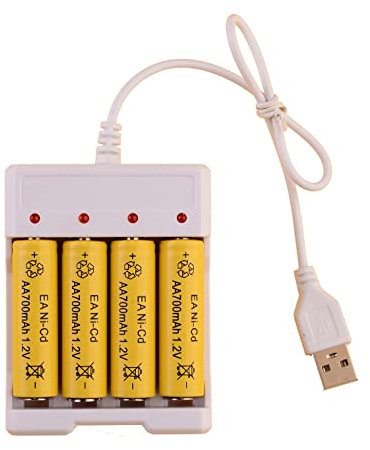 Mini USB AA AAA Battery Charger, 4 Bay, High-Speed Charging, Independent Slots, LCD Display, for Ni-MH Ni-CD Rechargeable Batteries