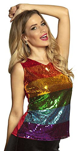 Boland - Pailletten-Top Regenbogen, für Damen, Glitzertop, Disco Queen, Party Outfit, Kostüm, Mottoparty, Karneval