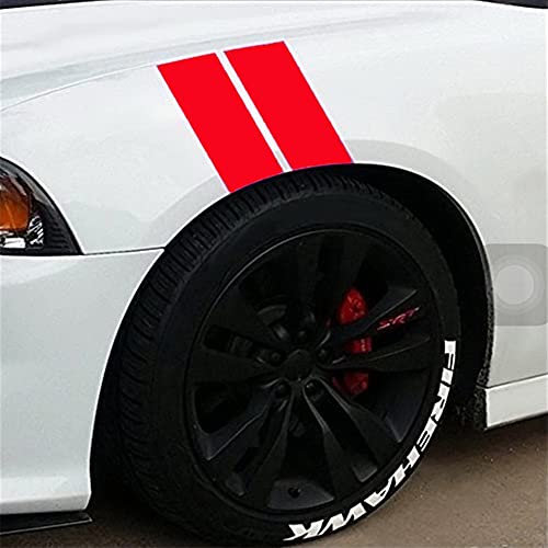 ihreesy Auto Reflektierende Aufkleber,4 Stücke Reflektierende Aufkleber Vinyl Racing Streifen Aufkleber Sport Kotflügel Aufkleber Universal Wasserdicht Auto Fender Aufkleber Sticker,Rot