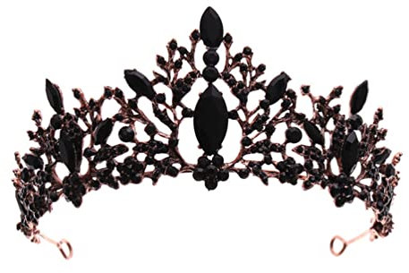 Minkissy Black Queen Crown Barocke Königin Crown Vintage Wedding Tiara für Hochzeitsgründe Quinceanera Geburtstag