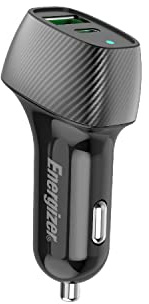 ENERGIZER - Chargeur Voiture 38 W - 1 Port USB-C & 1 Port USB-A - Chargeur Allume-Cigare - Design Carbone - Noir D38