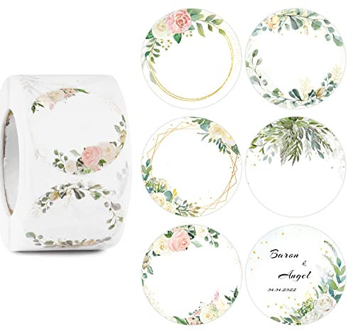 BETESSIN 500 Stücke Blumen Geschenkaufkleber zum beschriften 4cm Rund Geschenksticker für Hochzeit Geburtstag Party Handmade Aufkleber