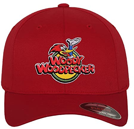 Wonder Woman Offizielles Lizenzprodukt Woody Woodpecker Classic Logo Flexfit Cap (Rot), Groß/X-Large