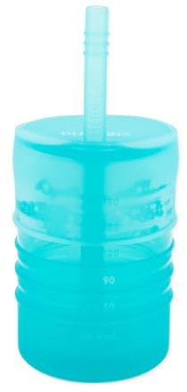 Bumkins Silicone Training Cup, Straw and Lid, Baby, Toddler, Holds 7oz, Ages 12 Months+ (Blue)