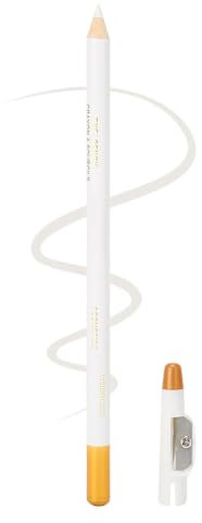 Lápiz para Barba, Lápiz de Peluquero con Sacapuntas Incorporado, Lápiz de Trazo para Contorno de Línea de Cabello, Herramientas de Aseo para Hombres(Blanco)