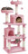 Yaheetech Albero Tiragraffi per Gatti Adulti Grandi Medi con Giocattolo Gioco Palle in Corda Sisal Naturale 61 x 49 x 158 cm Rosa
