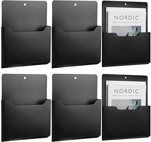 Qunclay Lot de 6 porte-documents magnétiques pour réfrigérateur - Format lettre - Organiseur mural pour réfrigérateur - Organiseur de documents - Pour réfrigérateur, casier, tableau blanc - Taille L