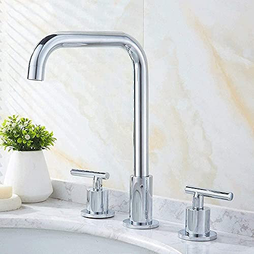 Wasserhähne, 7-Wörter-Badewannenarmaturen, DREI-Loch-Wasserhahn, heißer und kalter Wasserhahn, Split-Typ, Waschen Sie Ihr Gesicht, Waschbecken, Badezimmer (Chrom)