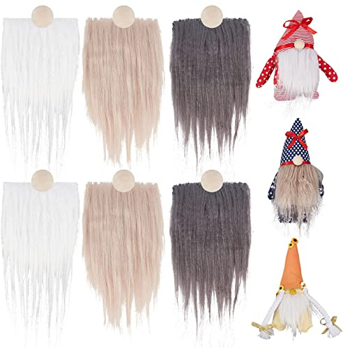 GORGECRAFT 21 Stück Gnomenbart Unfertige Holzkugeln Zöpfe Zwergenbart-Set Kunstpelz-Bart-Haar-Set Für DIY Handgemachte Gnomen-Näharbeiten Patches Ostern Weihnachtsfeier Zubehör