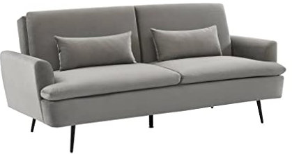Schlafsofa John, 2-3 Sitzer Metallfüße und hellgrauer Samtbezug B 210 x T111 x H48cm