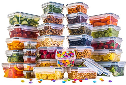 Nuovva Airtight Food Storage Containers Set - 60pcs Plastic Containers With Lids for Pantry & Kitchen - Leak Proof Meal Prep Sets (30 Containers + 30 Lids)