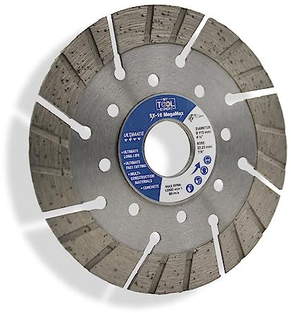115mm Diamond Cutting Discs For Angle Grinder, SX-16 MegaMax Segmented Diamond Blade for Masonry Cutting, Bricks, Reinforced Concrete, Granite, Roofing Tile