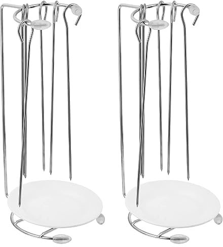 Bafnsiji Brochettes de Barbecue Rack Suspendu, brochettes de Barbecue avec Support en Acier Inoxydable, Outils de Gril réutilisables, 1 Grille de Gril avec 6 brochettes de Gril