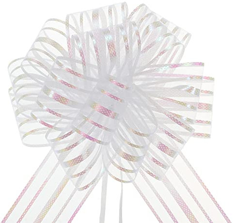 sourcing map 5Stk Geschenk Schleife ø 16cm Geschenkband Matt Schleife Riesen Ziehschleife für Verpackung Tüten Zuckertüten Auto zum Basteln Dekorieren Weihnachten Valentinstag, Weiß