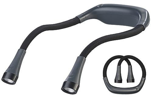 Lunartec Nackenlampe: LED-Akku-Leseleuchte zum Umhängen, 4 W, 3 Weiß-Stufen, 13,5 Std. (Halsleselampe, LED Umhängelampe, Schwanenhals)