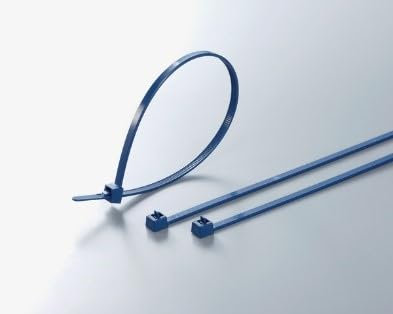 Metal Detectable Cable Ties for Food, Pharma, Medical Processing (200mm x 4.5mm, 10 x 100 pc Pack)