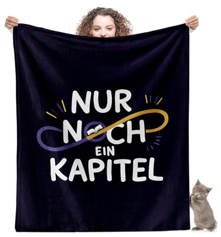 Facepot Lesen Geschenk Lesedecke (130x150cm) - Geschenk für Bücherwürmer zum Geburtstag, Lesenacht, Buchclub, Abschiedsgeschenk für Lehrer oder Abitur - Nur noch EIN Kapitel