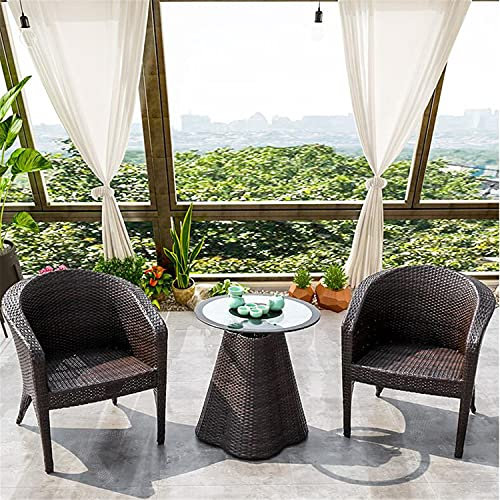 NOALED 3-teiliges Terrassen-Bistro-Set, Weave Conservatory Sofa Tisch und Stühle Set, mit Zwei Stühlen und Einem Couchtisch, Gartenmöbel-Set, für den Garten