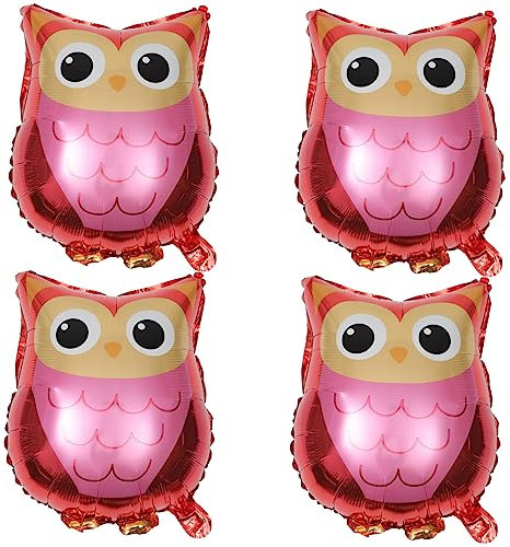 VICASKY 4 Stück Cartoon Folienballon Geburtstagsparty Dekorationen Dekorative Luftballons Geburtstagsparty Halloween Party Ballon Cartoon Eulen Ballon Wald Party Ballons Eulen