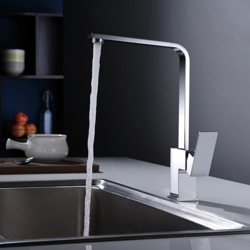 IMEX - Grifo de Cocina Alto | Grifo Monomando Fregadero | Griferia de Cocina con Mangera Flexible 360º | Serie Cox | Color Cromado