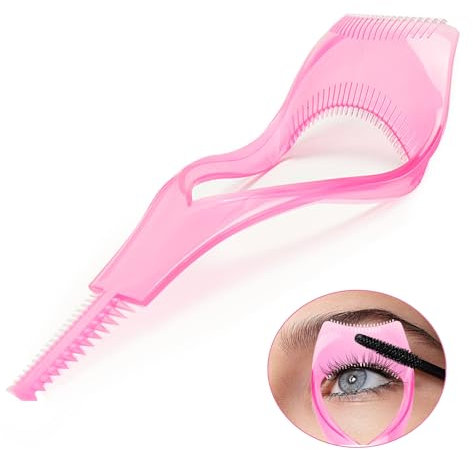 ELTONGUU Mascara Shield Guard Magic Useful Cosmetic Mascara Eyelash Comb Applicator Helper Guide Card Tool 3 in 1 Upper Lower Mascara Applicator Tool Lash Buddy Pink