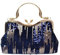 CORIOS Vintage 1920s Pailletten Abendtasche Damen Samt Clutch Tasche Hochzeit Brautbörse Handtasche Elegante Diamant Schultertasche Glänzend Strass Portemonnaie Tasche Kette Umhängetasche Dunkelblau