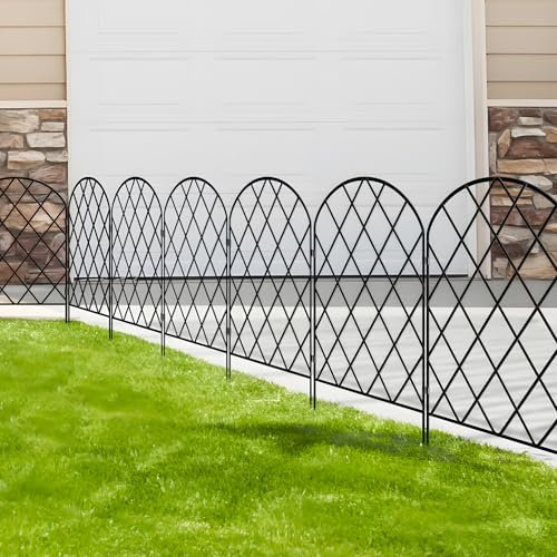 Thealyn Dekorativer Gartenzaun aus Metall, 61cm H x 33cm B 25 P, Steckzaun ohne Graben, Mobiler Zaun für Hunde, Camping & Teich, 25 Paneele (8,2 m Gesamtlänge)