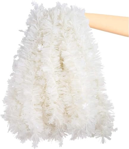 YBAAKZIIR Ghirlanda di orpelli grossi di Natale bianco da 6 metri con stella for albero di Natale