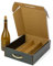 ONLY BOXES Lot de 4 boîtes élégantes pour 3 bouteilles de vin Cava avec poignée, carton recyclé, impression verres métallisés de couleur dorée