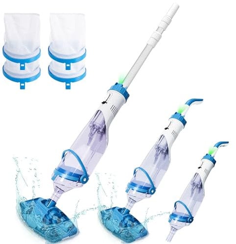 FOTING 1.5 Aspirador de piscina con batería, limpiador de piscina con filtro, aspiradora de suelo para piscina con autonomía de hasta 60 minutos, barra telescópica, aspiración de hasta 4200 l/h, Above