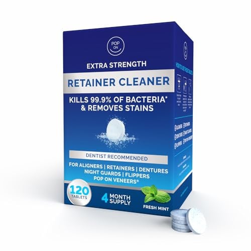 Pop On Smiles Retainer Cleaner Tablets for Ultrasonic Cleaners - Invisalign Cleaner, Denture Cleaning Tablets, FSA HSA Approved, Dental Pod Tablets for Aligners, Night Guards, Mouth Guards - 120 Tabs