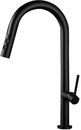 Robinet mitigeur de cuisine à capteur tactile noir avec pulvérisateur extractible eau chaude et froide contrôle tactile
