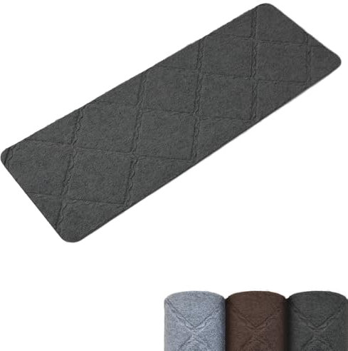 Homwiz Tappetini per Scale Antiscivolo, 15 Tappetini Autoadesivi per Gradini Interni, Ritagliabile e Riutilizzabile - Protezione per Animali Domestici, Anziani e Bambini (Grigio Scuro, 55 x 19 cm)