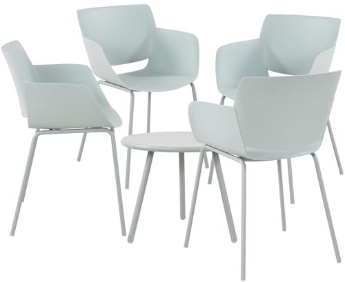 CLP Sitzgruppe Berena für den Garten I Set aus Tisch Berea und Stühlen Alpena I Outdoor-Set wetterfest und UV-beständig I Gartenmöbel, Farbe:türkis, Set-Inhalt:4 Stühle