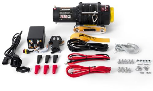 KANGAROO WINCH Elektrische Seilwinde 12V - 4000 LBS / 1814 kg Zugkraft - Ideal für ATV, Quad und Offroad Einsätze - Robuste Konstruktion - Inklusive Synthetikseil und Funkfernbedienung (K4000SR)