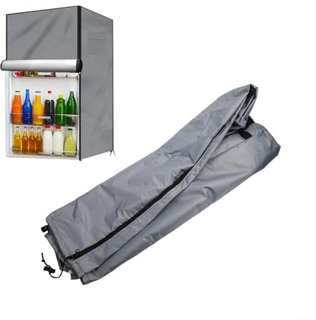 MeevrgR Outdoor-Kühlschrankabdeckung, 210D-Oxford-Gewebe, wasserdicht, Schwarz/Grau, 56 x 58 x 86 cm oder 58 x 58 x 142 cm, elastischer Saum und Reißverschluss (Grau 56 x 58 x 86 cm)