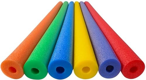 Play22 Pool Noodles Foam 6 Pack - Extra Dense Foam Bulk Swim Noodles for Pool, Lake & Float Training - 6 Bright Colors - Durable, Multi-Use Water & Exercise Tubes