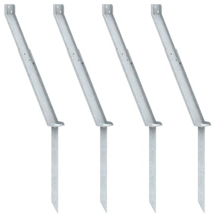 JYiuog Bodenanker-sturmanker für sichtschutzzaun,Verzinkter Stahl Erdanker für Zaunpfosten,pfostenanker für Gartenzaun,Windanker zur Stabilisierung (4, Silber)