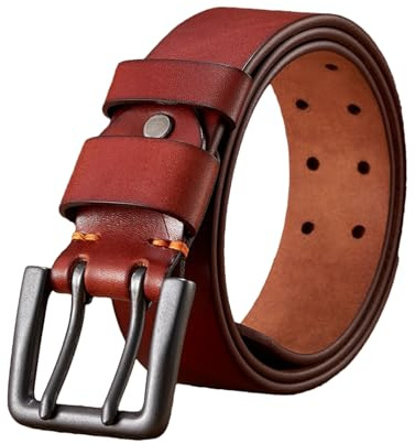 Yeuyyben Herren-Gürtel aus echtem Leder, lässig, Jeansgürtel, dickes Rindsleder