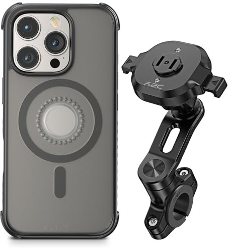 A2C Handyhalterung Fahrrad 2025 Neueste, 【One-Lock】 Handyhalterung Motorrad Lenker 360° Drehbare Lenker Halter Silikon für Rennrad, E Scooter, Kinderwagen (mit Hülle für iPhone 15 Pro)